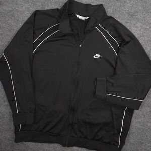 Nike Track Jacket Mens XXL Black Full Zip Pockets Swoosh Sports Hip Hop Y2K